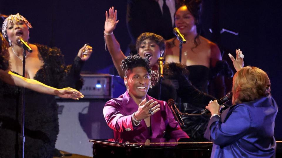 PHOTO: Jon Batiste and Ann Nesby perform during the 66th GRAMMY Awards at Crypto.com Arena in Los Angeles, Feb. 04, 2024. (Amy Sussman/Getty Images)