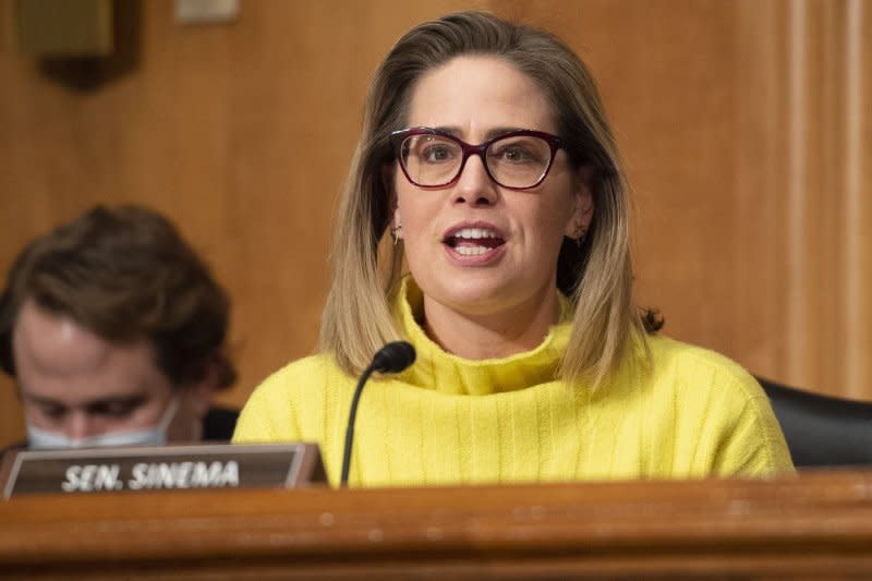 Arizona Sen. Kyrsten Sinema (pictured on Capitol Hill in 2022) said Tuesday she will not seek a second term.

File Photo by Bonnie Cash/UPI