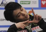 Figure Skating - ISU Grand Prix Rostelecom Cup 2017 - Men's Free Skating - Moscow, Russia - October 21, 2017 - Yuzuru Hanyu of Japan reacts after the performance. REUTERS/Alexander Fedorov