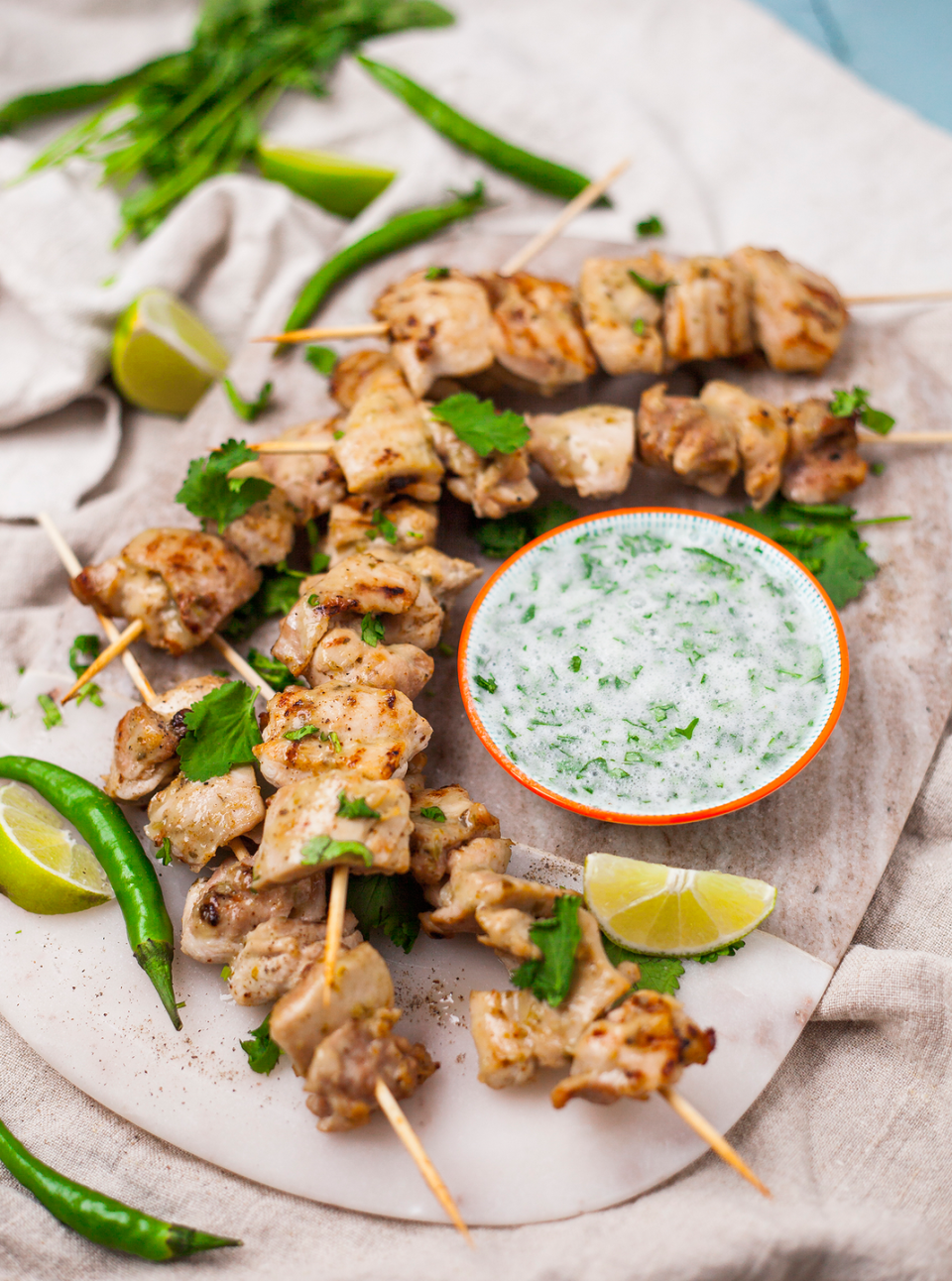 Thai Chicken Skewers with Spicy Coconut Dipping Sauce