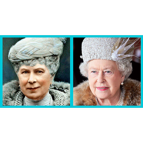 Hats off to Queen Elizabeth II, who does a very good impression of her grandmother Mary, King George V’s consort. It looks as if the resourceful royal may have even raided Mary’s old wardrobe! <b>CLICK HERE FOR THE LATEST CELEBRITY NEWS! </b>