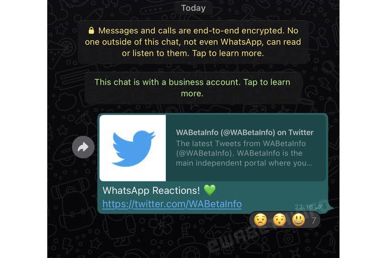 Una versión en desarrollo de WhatsApp permite ver cómo se verán las reacciones a un mensaje en un chat