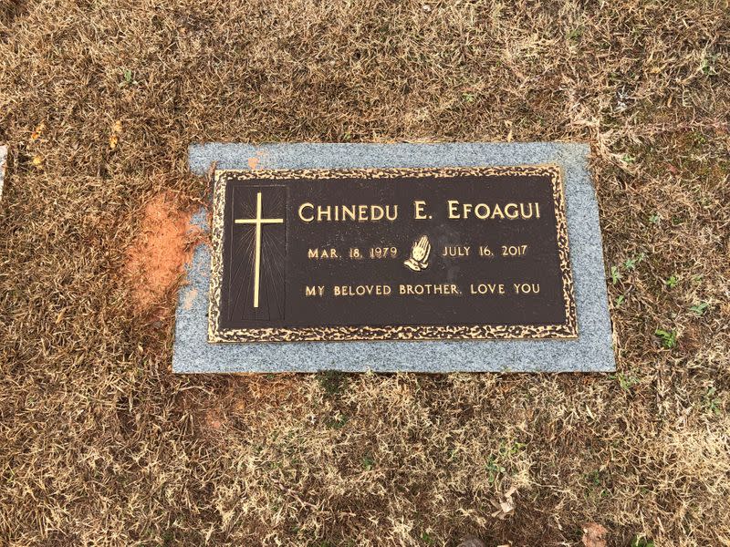 Chinedu Efoagui's gravesite is seen in Buford