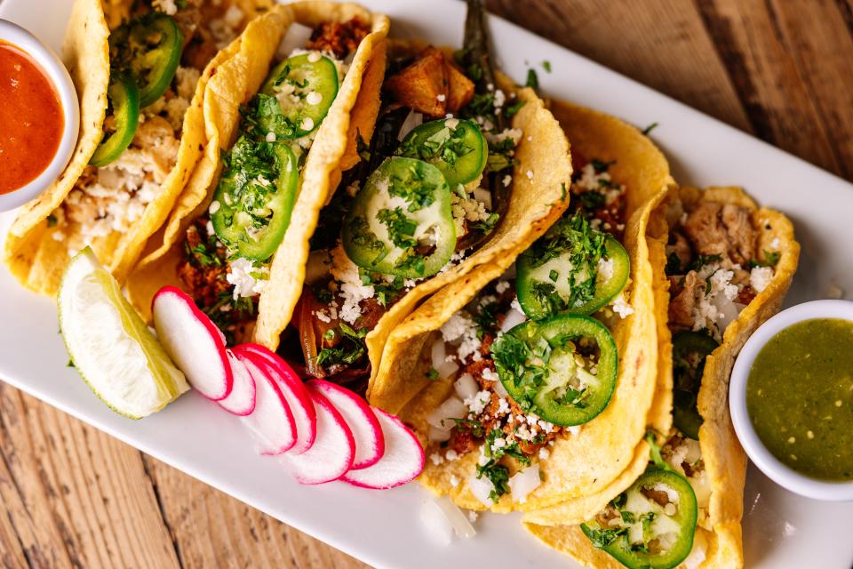 Tacos made with homemade tortillas will be on the menu at Roja & Verde taqueria at 60 N. College Ave. in downtown Newark, near the University of Delaware campus. 8/25/2023