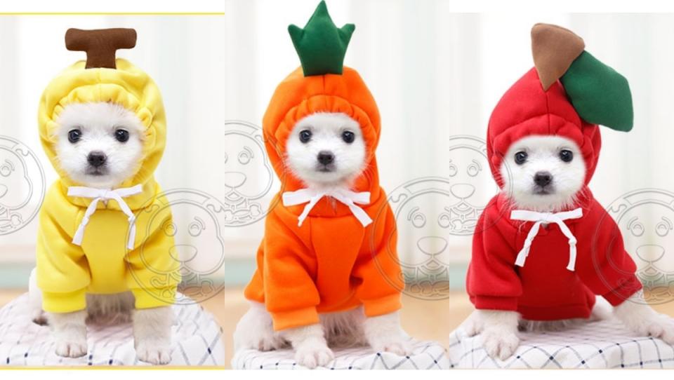 ★超Q蔬果造型犬貓服飾，多種樣式任君挑選。（圖片來源：Yahoo奇摩購物中心）