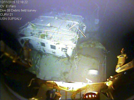 FILE PHOTO: A closeup view of the El Faro navigation bridge is shown on the ocean floor taken by an underwater video camera November 12, 2015. Courtesy National Transportation Board/Handout via REUTERS