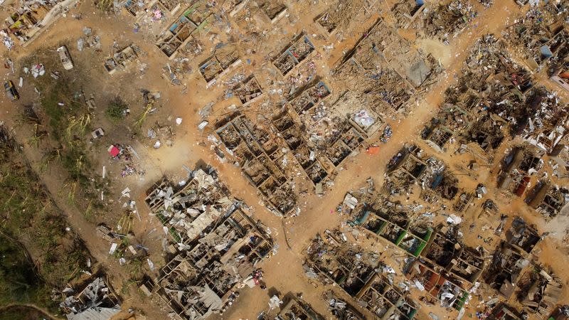 A view shows debris of houses and other buildings that were destroyed in a blast in Apiate