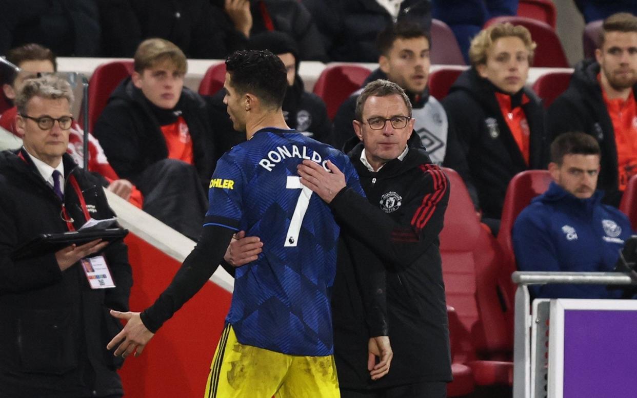 Cristiano Ronaldo asked Ralf Rangnick why a younger player was not substituted instead at Brentford - Getty Images