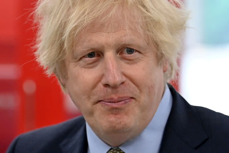 Britain's Prime Minister Boris Johnson is seen at The Dudley Institute of Technology in Dudley
