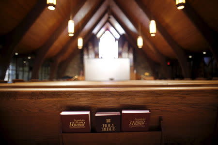 A holy Bible Book is seen at the Spencerville Seventh Day Adventist Church in Silver Spring, Maryland November 4, 2015. REUTERS/Carlos Barria