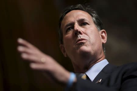 Republican presidential candidate Rick Santorum addresses a legislative luncheon held as part of the "Road to Majority" conference in Washington June 19, 2015. REUTERS/Carlos Barria
