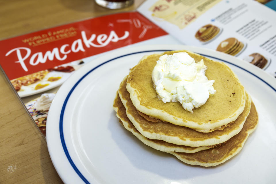 Florida, Gainesville, IHOP, International House Pancakes, plate of pancakes. (Photo by: Jeffrey Greenberg/Universal Images Group via Getty Images)