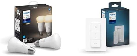 Philips Hue Smart Bundle: 2-Pack White A19 Bluetooth + V2 Dimmer Switch
