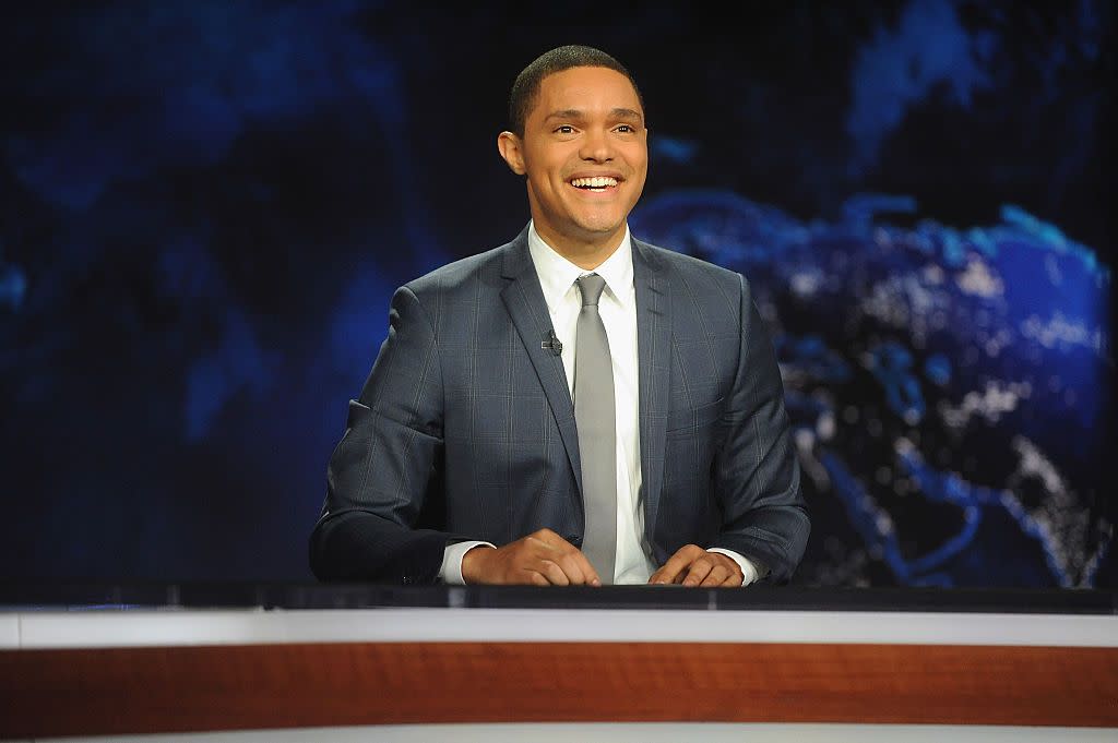 new york, ny   september 28  trevor noah hosts comedy centrals the daily show with trevor noah premiere on september 28, 2015 in new york city  photo by brad barketgetty images for comedy central