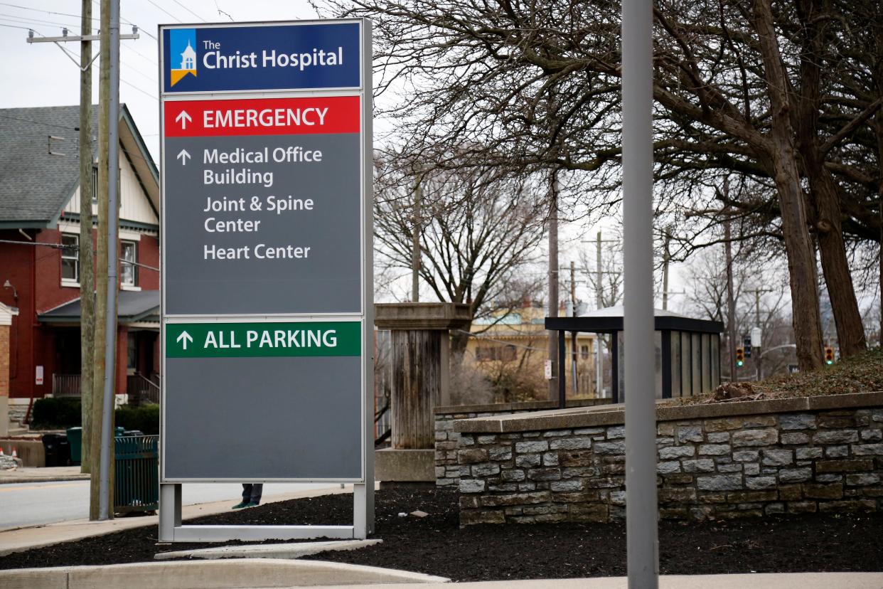 The front entrance of Christ Hospital in the Mount Auburn neighborhood of Cincinnati on Thursday, March 12, 2020.