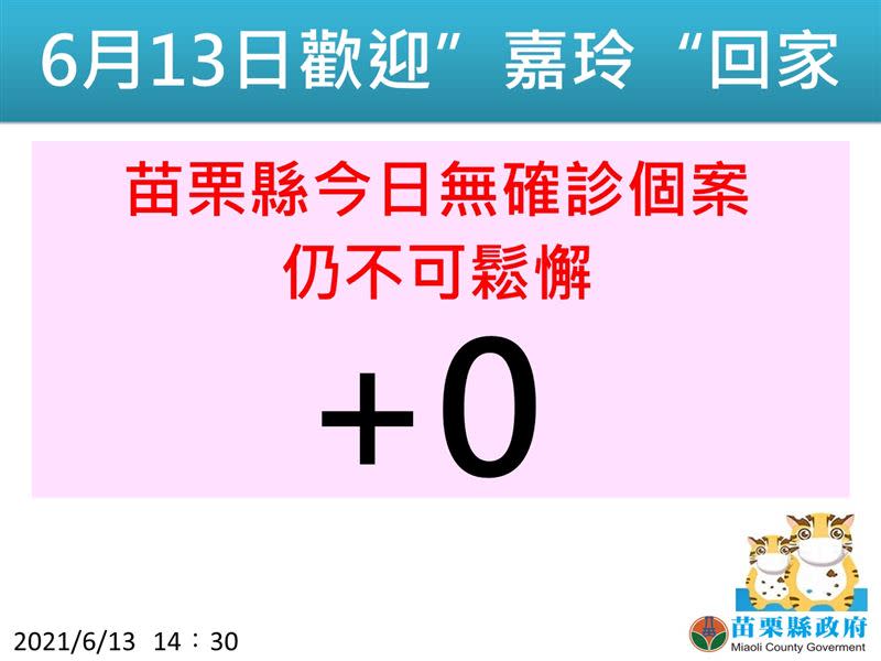 苗栗縣長徐耀昌在臉書貼出「歡迎嘉玲回家」 的圖（圖／翻攝自徐耀昌加油讚）