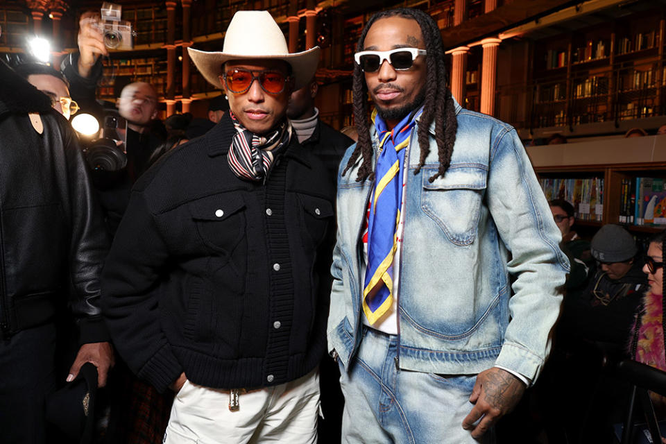 Pharrell Williams and Quavo attend the Kenzo Menswear Fall/Winter 2024-2025 show as part of Paris Fashion Week on January 19, 2024 in Paris, France.