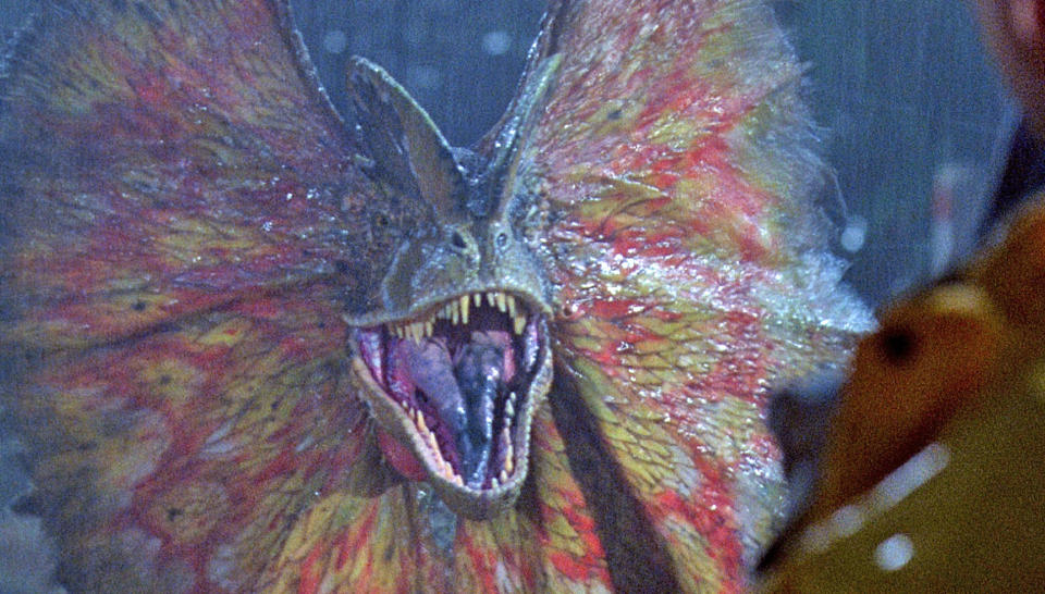 The dilophosaurus was one of the scariest inhabitants of the original Jurassic Park (Universal)