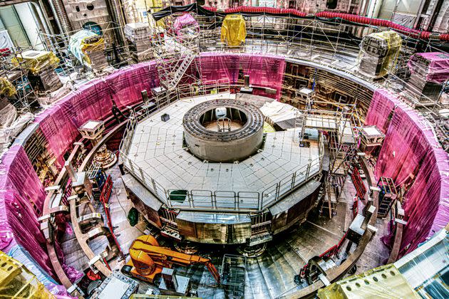 A view of ITER, the world's largest fusion experiment, currently under construction in France. 