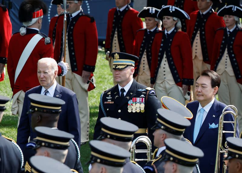 U.S. President Joe Biden hosts South Korea's President Yoon Suk Yeol at the White