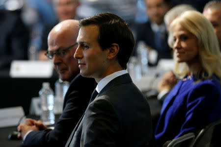 White House Senior Advisor Jared Kushner (C) attends a roundtable discussion held by U.S. President Donald Trump with auto industry leaders at the American Center for Mobility in Ypsilanti Township, Michigan, U.S. March 15, 2017. REUTERS/Jonathan Ernst