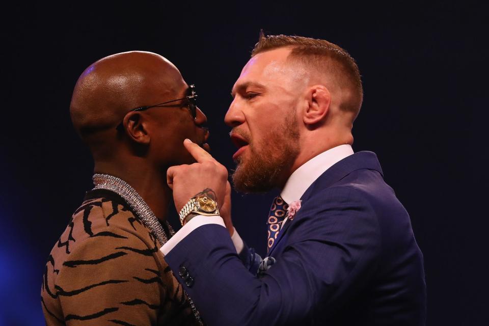 Floyd Mayweather and Conor McGregor’s three-country media tour has plenty of ups and down. (Getty)