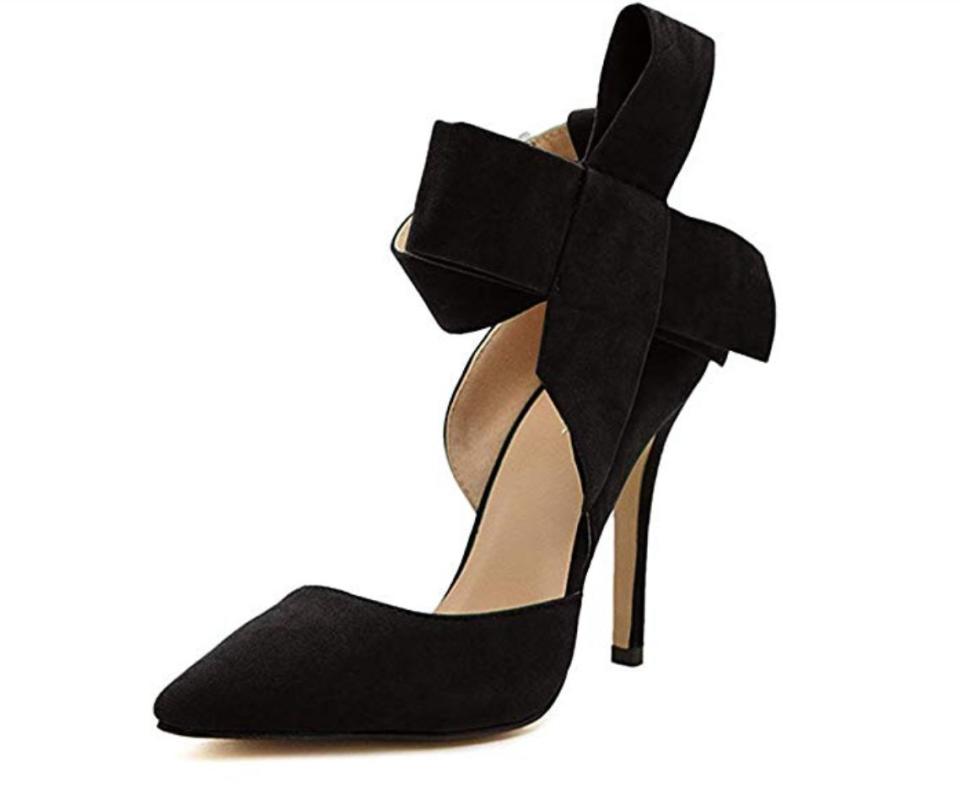 To ensure you&rsquo;re looking your holiday best, complete your outfit with <a href="https://amzn.to/2EsCXbL" target="_blank" rel="noopener noreferrer">these beautiful accent bow stilettos</a>. With more than 800 reviews, they are loved by all. <a href="https://amzn.to/2EsCXbL" target="_blank" rel="noopener noreferrer">Get them on Amazon</a>.