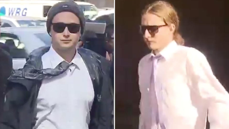 Brent Moresco, 20, (left) and Bradley Elmore-Jeffries, 22, (right) will serve jail time for bashing Elliot Harvey at a Brunswick night club because they didn’t like his man-bun. Source: 7 News