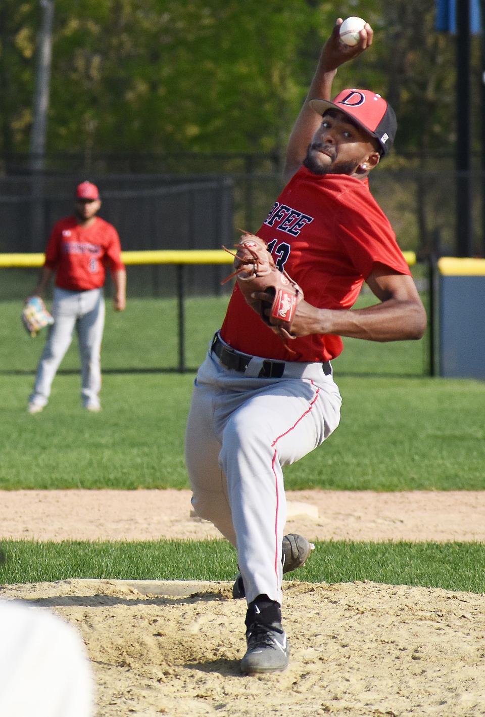 Durfee pitcher Alexis Montilla throws to the plate.