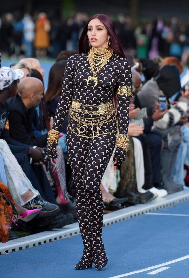 Lourdes Leon walks the runway for the Marine Serre Spring Summer 2023 show as part of Paris Fashion Week - Credit: Laurent VU/SIPA.