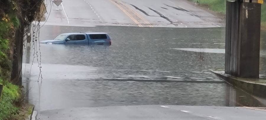 Photos of flooding seen around Tillamook County from the atmospheric river. (Photo provided by Laucks)