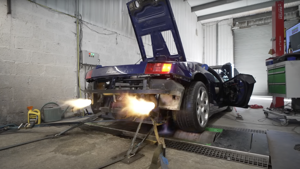 drift games 2jz lambo on dyno with flames