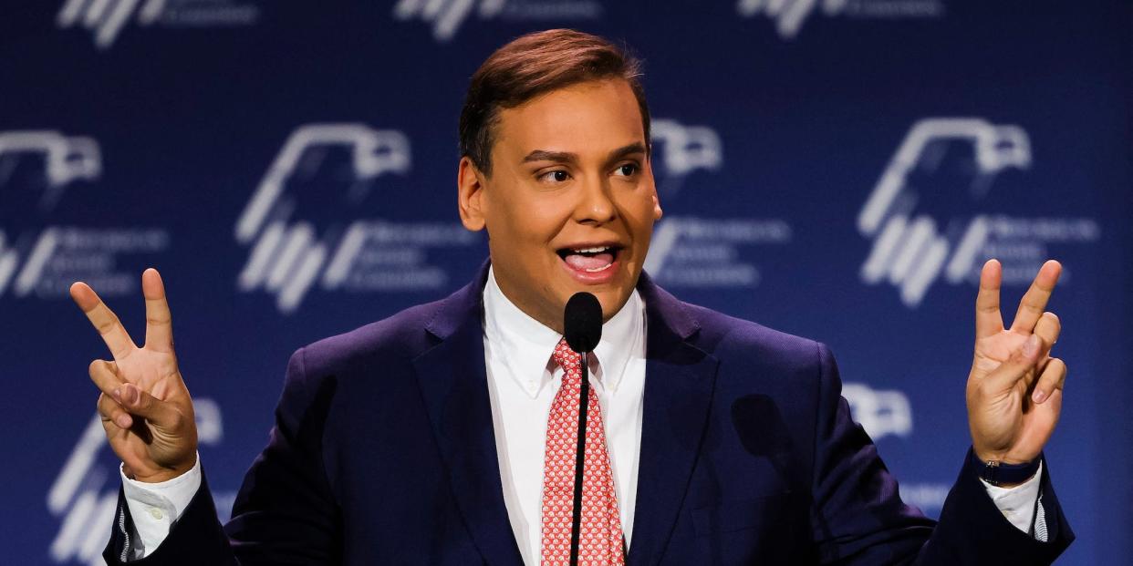 Incoming GOP Rep. George Santos of New York at the Republican Jewish Coalition Annual Leadership Meeting in Las Vegas, Nevada on November 19, 2022.