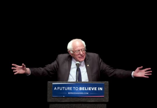 Democratic presidential candidate Sen. Bernie Sanders delivers his "Where We Go From Here" speech in Albany, N.Y. (Photo: Mike Groll/AP)