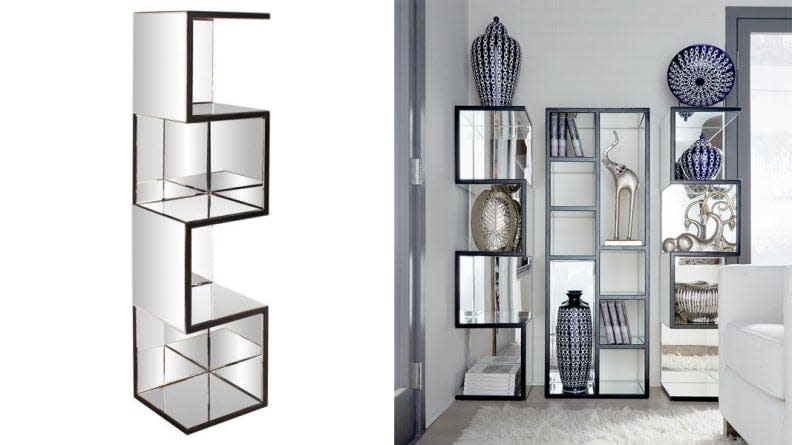 This mirrored shelf throws off serious retro '80s vibes and I can't get enough.