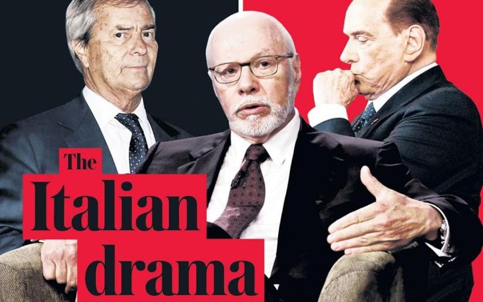 Idrama image of Bollore, Berlusconi and SInger