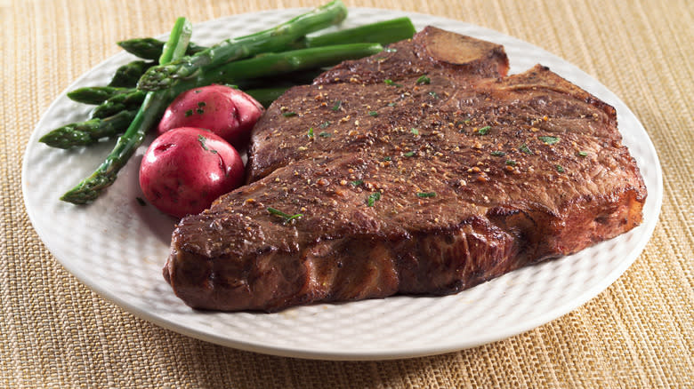 porterhouse steak with vegetables