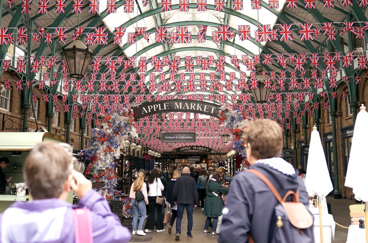 Bunting on display at Covent Garden in central London (Aaron Chown/PA) (PA Wire)