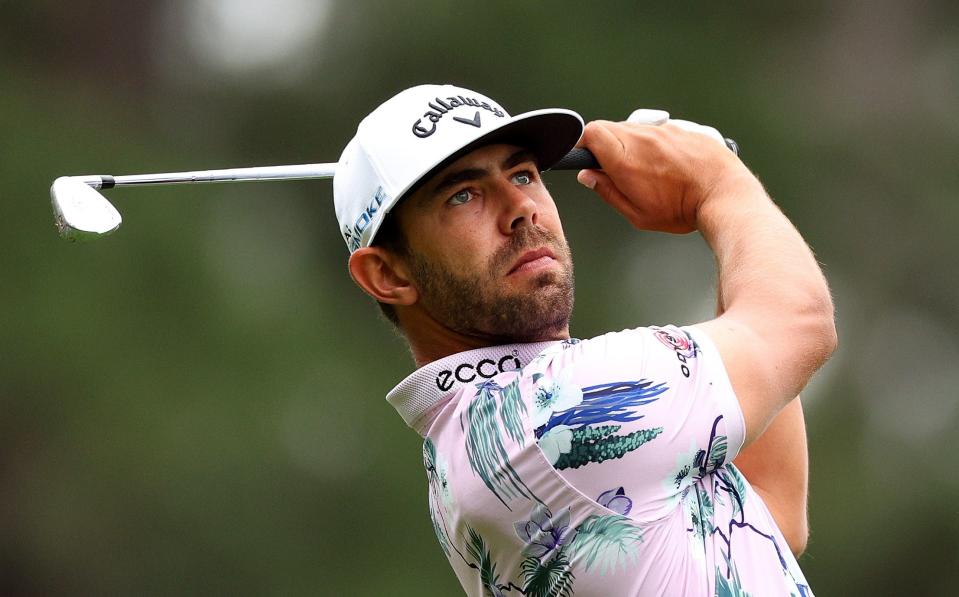 Erik van Rooyen of South Africa plays his shot from the fourth tee during the first round of the 2024 Masters Tournament