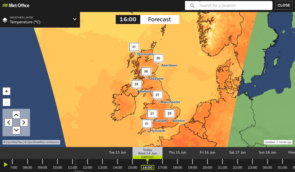 Temperatures are expected to remain in the high 20s this week. (Met Office)