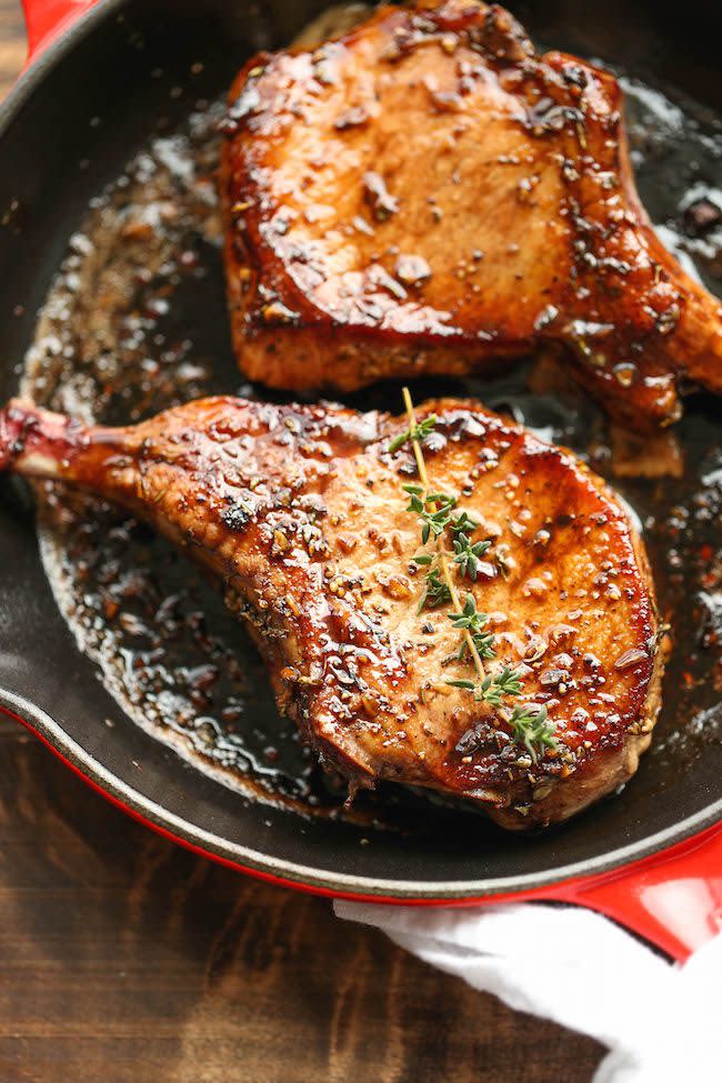 Pork Chops with Sweet and Sour Glaze