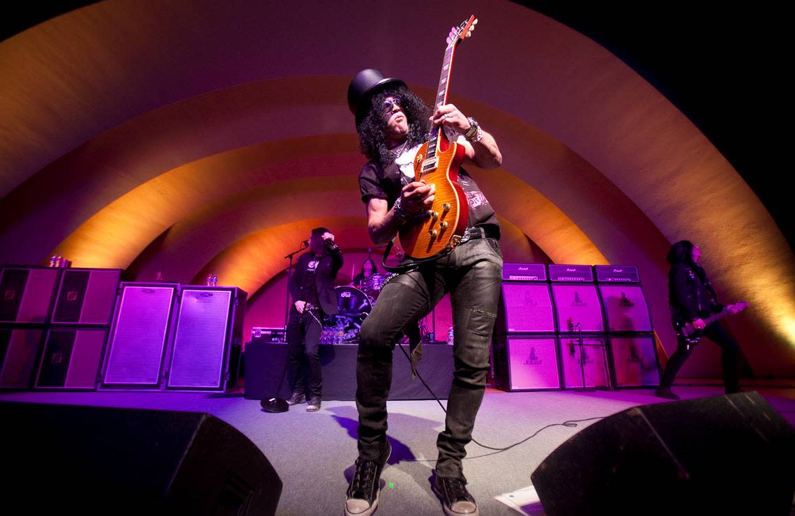 Former Guns N’ Roses guitarist Slash performs at the Cotillion in 2011.