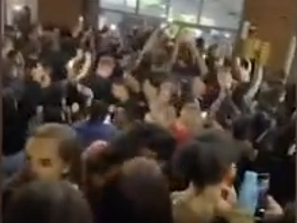 Police broke up a party of 200 people at a University of Nottingham halls of residence (Snapchat/screengrab)