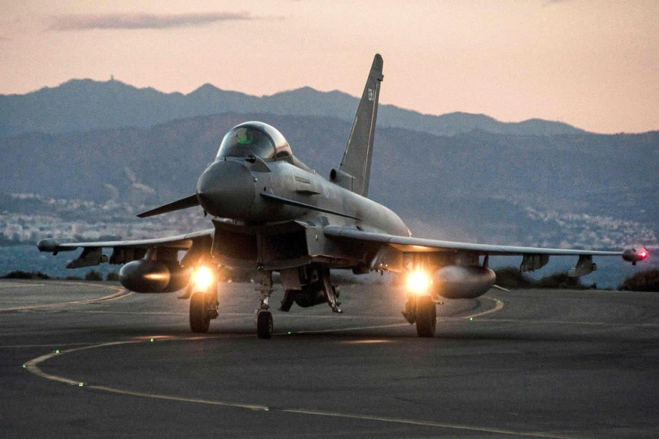 A British Royal Air Force Eurofighter Typhoon fighter jet  (AFP via Getty Images)
