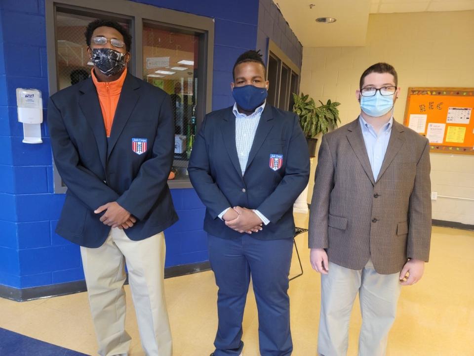 Alex James (from left), Keyonte Mobley and Richard Doyle are among the first Job Corps graduates in advanced manufacturing in Jacksonville who recently landed jobs at Johnson & Johnson Vision. The new partnership is expected to create awareness and opportunities in advanced manufacturing in Jacksonville.