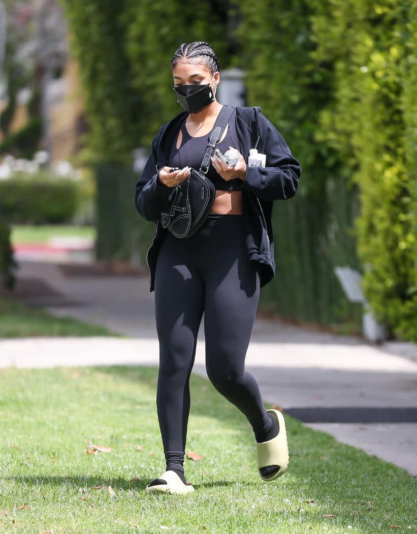 Lori Harvey leaves a pilates studio in Los Angeles, May 19. - Credit: Bellocqimages/Bauergriffin.com/MEGA