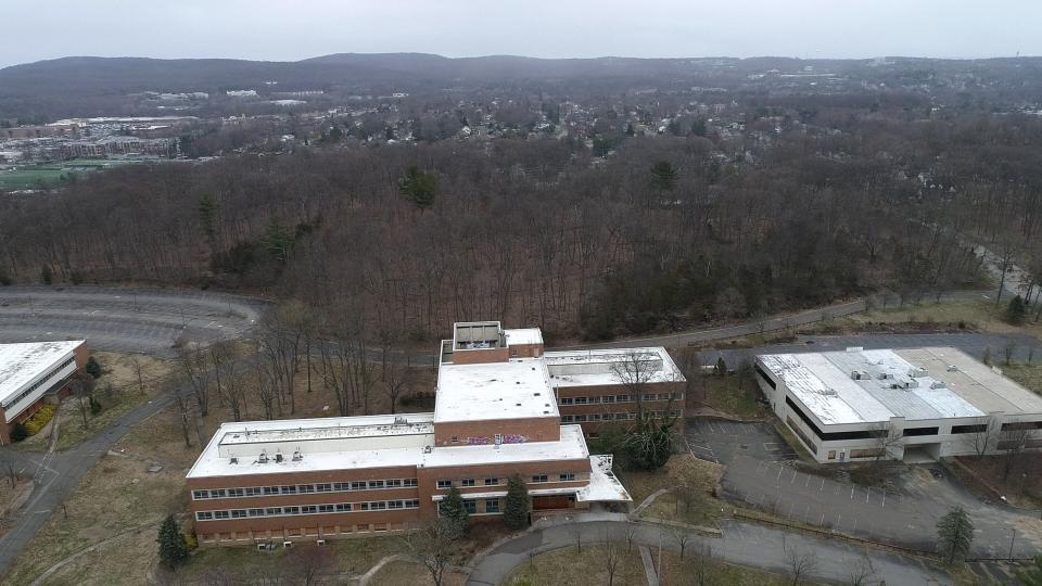 Aerial image, looking east, of the former GAF Materials Corp. headquarters on Alps Road in Wayne.