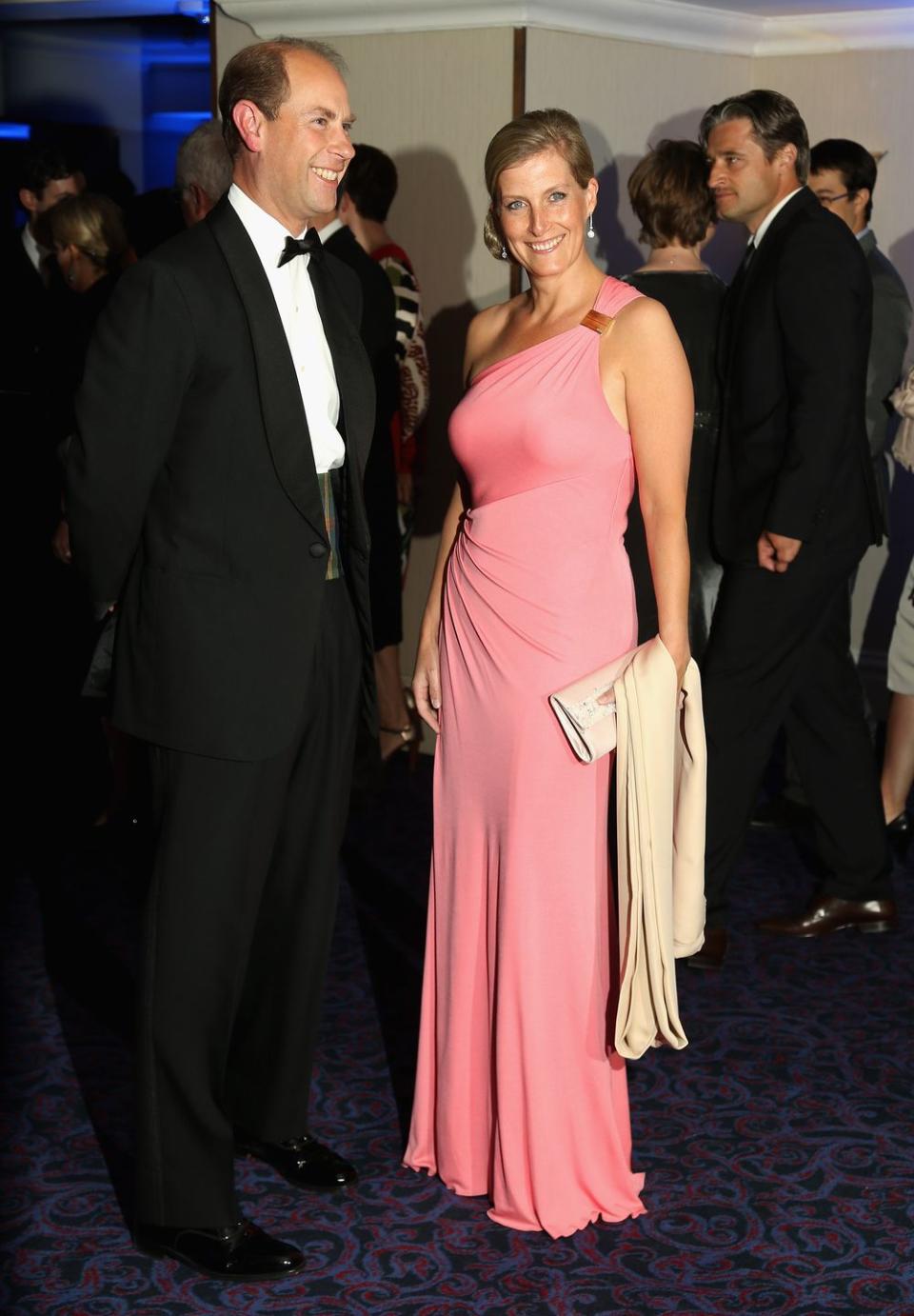 <p>Sophie chose this pink one shouldered gown for the 2012 Paralympic Ball, which she attended with Prince Edward. </p>