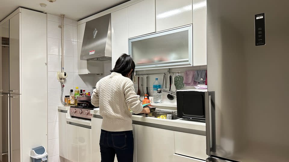 Chae-ran's kitchen is stocked with newly-bought appliances, pots and pans. - Yoonjung Seo/CNN