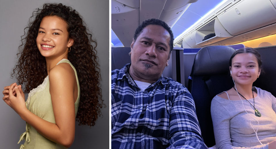 Catherine Laga’aia / Jay Laga’aia and his daughter Catherine Laga’aia on a plane.